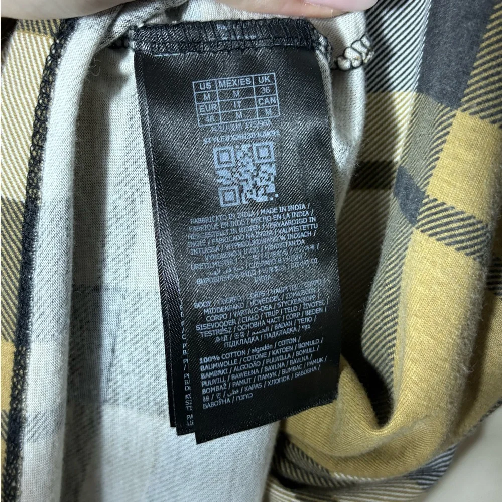 GUESS Plaid Logo T-Shirt M Brown Black White Short Sleeve Embroidered - Picture 4 of 5